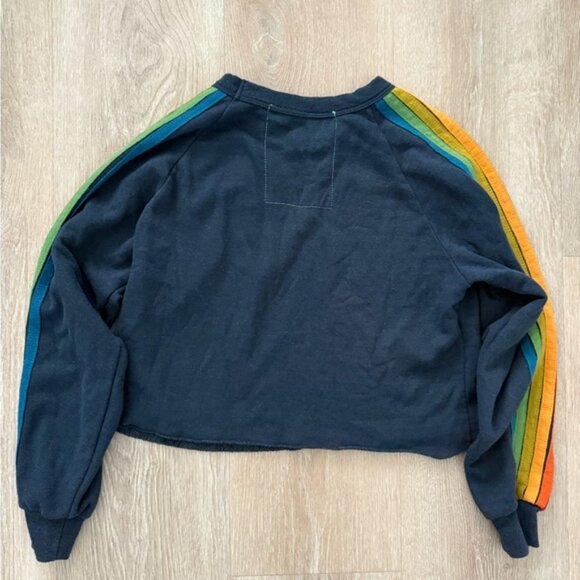 Aviator Nation Bolt Crop Sweatshirt Navy Medium Pristine Condition Worn Once - Picture 3 of 4